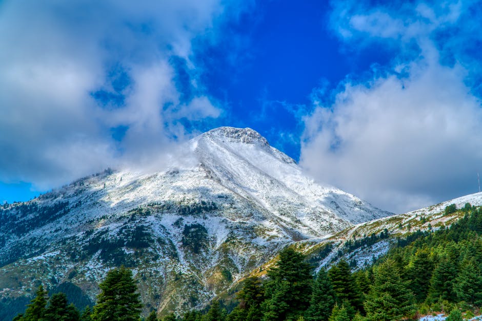 Majestic mountain construction site